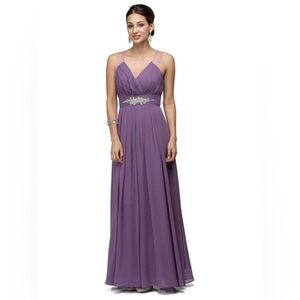 Illusion Back Ruched Long Dress